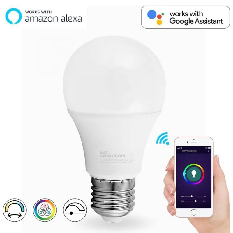 Novedad Bombilla inteligente LED 9w E27 WIFI RGB+W - Maslighting
