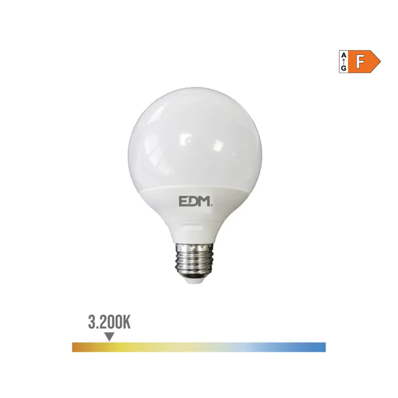 Pago Seguro BOMBILLA GLOBO LED Ø125mm E27 15W 1521lm 3200K LUZ CALIDA Ø12,5x14cm EDM