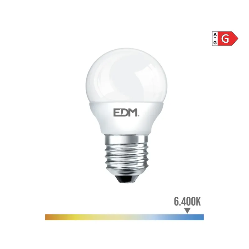 A Buen Precio BOMBILLA ESFERICA LED E27 5W 400lm 6400K LUZ FRIA Ø4,5x8cm EDM