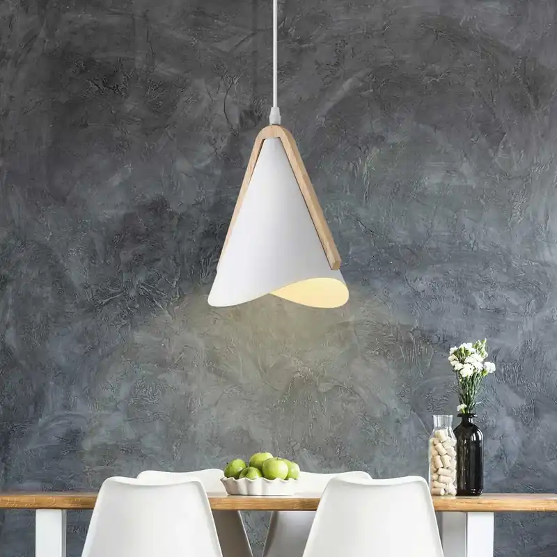 LÁMPARA DE TECHO BLANCO/MADERA ROSELLE Precio Rebajado