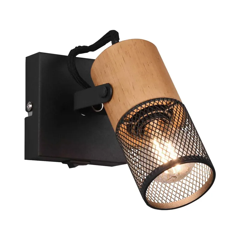 FOCO 1 LUZ METAL NEGRO E14 MILLER Súper Precio