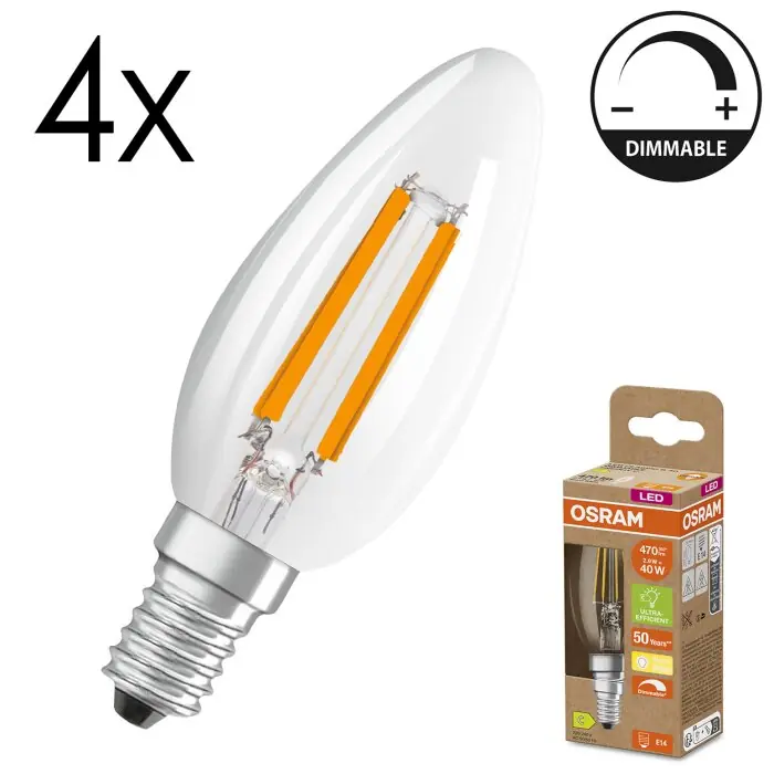 Última Oportunidad Lámparas Osram E14 LED 2.9 Watt blanco cálido regulable 470 Lumen