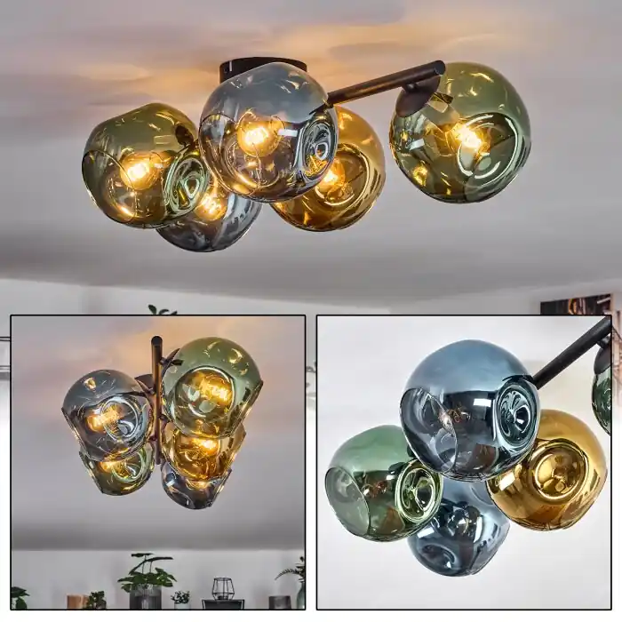 Compra Hoy Ripoll Plafones, Luminarias esféricas Azul, dorado, Verde, 5 luces