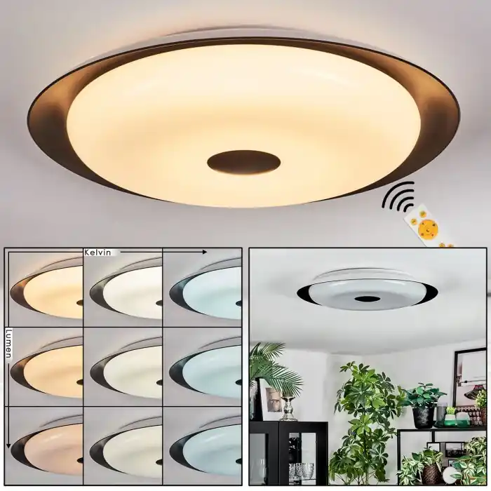 Imprescindible (Must-Have) Goran Plafones, Panel LED Negro, Blanca, 1 luz, Mando a distancia