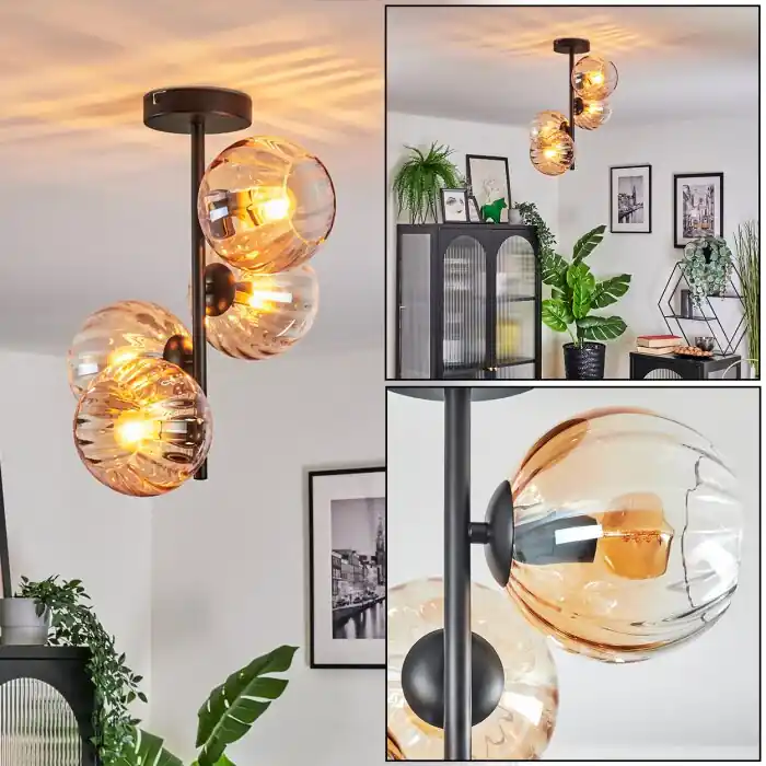 Oferta De Temporada Koyoto Plafones, Luminarias esféricas 31 cm Colores ámbar, Transparente, 4 luces