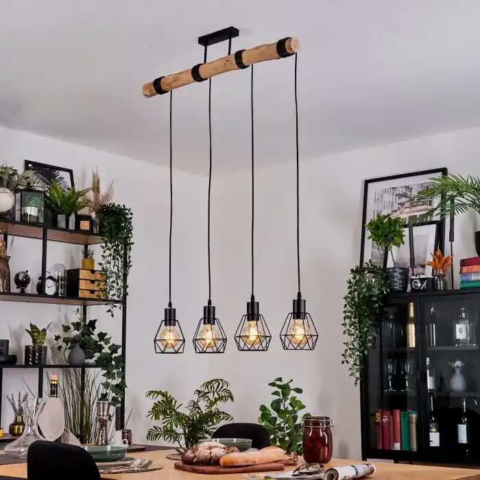 Yaak Lámparas suspendidas, Lámparas colgantes Crudo, Negro, 4 luces Certificado