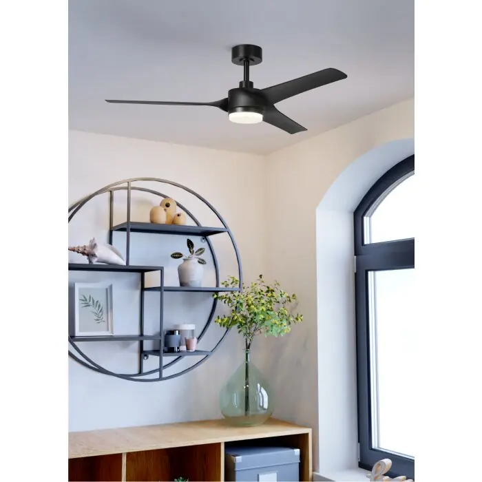 Lámparas Eglo ORCUTT lámpara ventilador de techo LED Negro, Mando a distancia Entrega Rápida