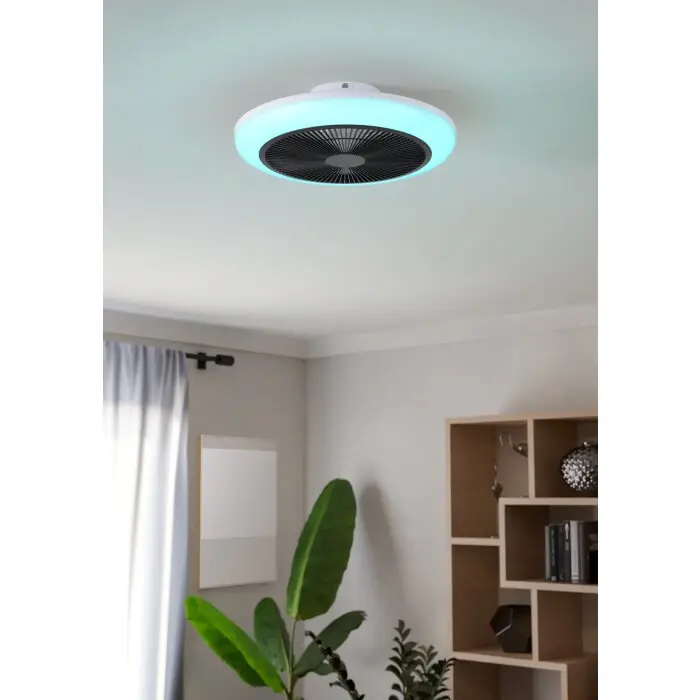Lámparas Eglo mit lámpara ventilador de techo LED Negro, Blanca, Mando a distancia, Cambia de color Solo Hoy