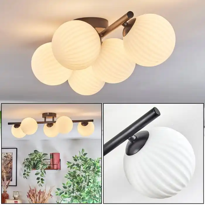 A Buen Precio Chehalis Plafones, Luminarias esféricas Blanca, 5 luces