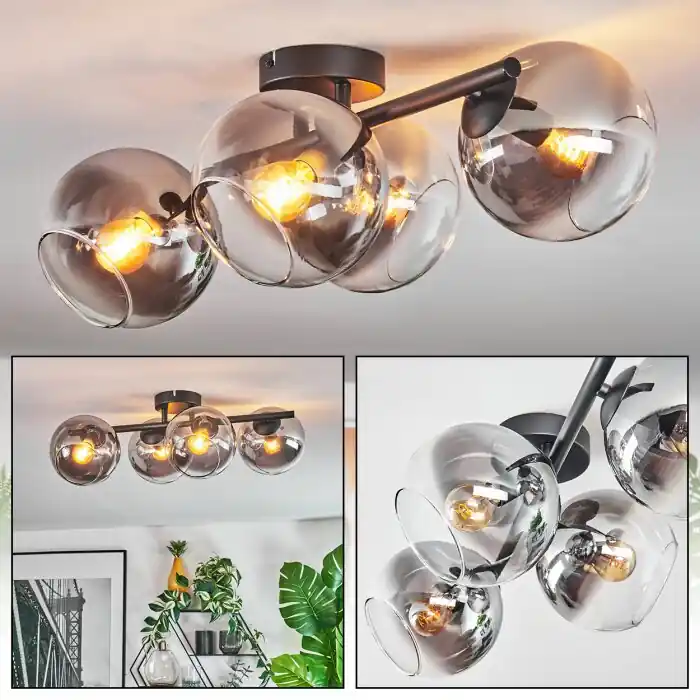 Koyoto Plafones, Luminarias esféricas Transparente, Ahumado, 4 luces Última Oportunidad