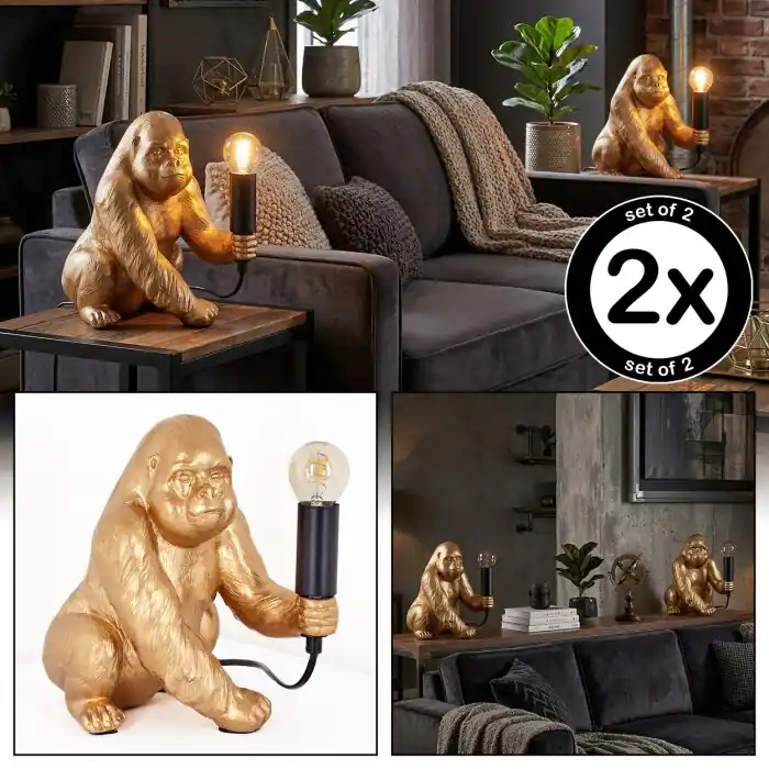 Zarik Lámparas de mesa dorado, Negro, 1 luz Última Versión