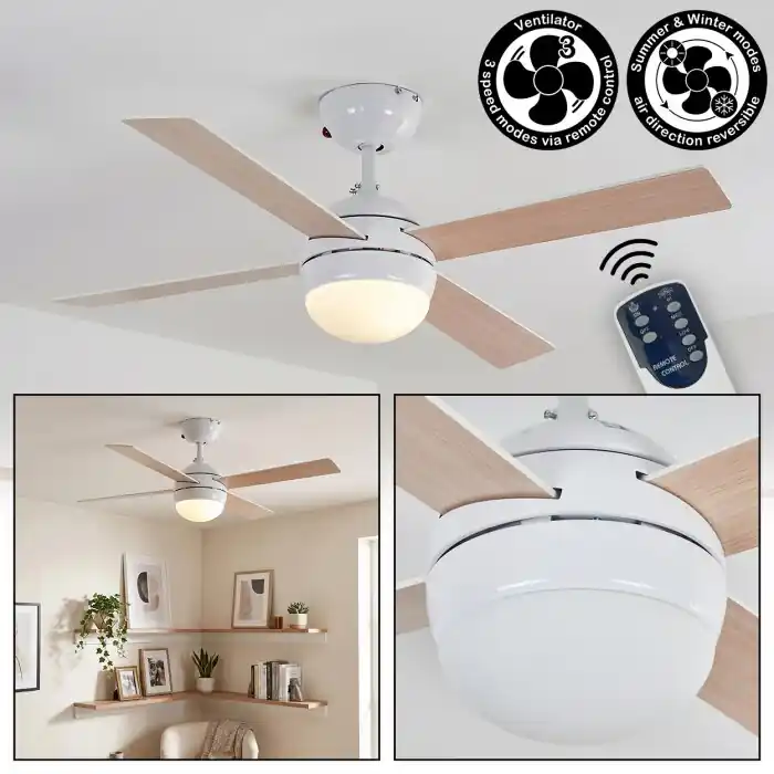 Venta Final Lenok lámpara ventilador de techo LED Blanca, 1 luz, Mando a distancia