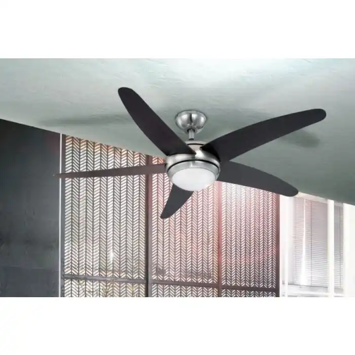 Envío Inmediato Globo FABIOLA Ventilador Color acero inoxidable, Níquel-mate, 1 luz, Mando a distancia