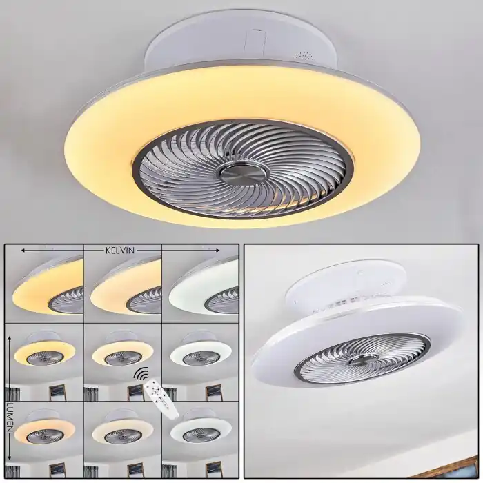 Precio Reducido Nagoya Ventilador de techo LED Blanca, 1 luz, Mando a distancia