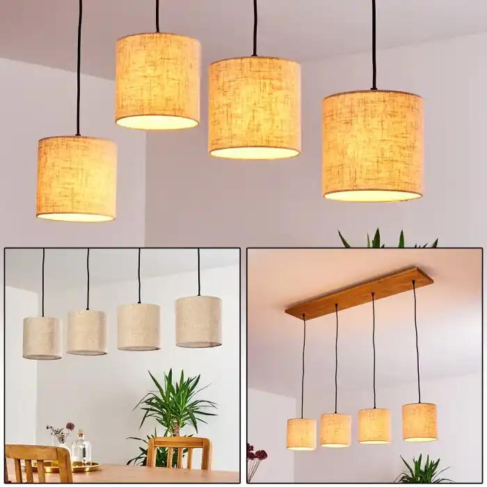 Shiburg Lámpara Colgante Madera clara, 4 luces Devolución Gratuita