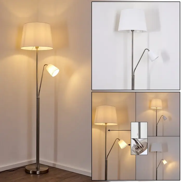 Ocasión Especial Gunstock Lámpara de Pie Níquel brillo, 2 luces