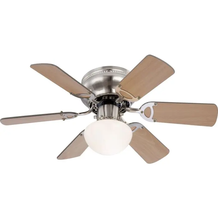A Buen Precio Globo Ugo Ventilador de techo Madera clara, Níquel-mate, 1 luz