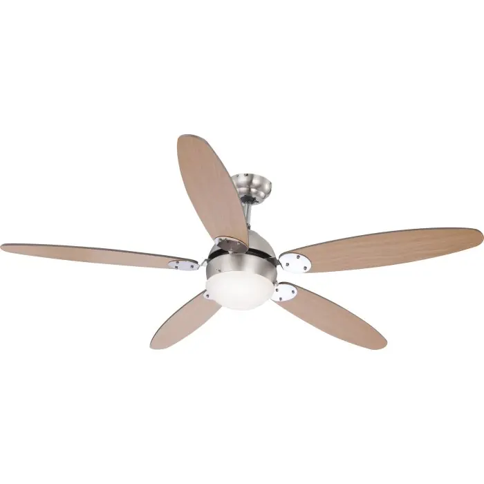 Favorito De Clientes Globo Azura Ventilador de techo Cromo, Madera clara, Níquel-mate, 1 luz