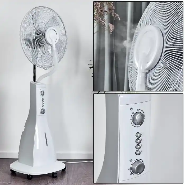 Rethymno Ventilador de pie Cromo, Plata, Blanca Pago Seguro