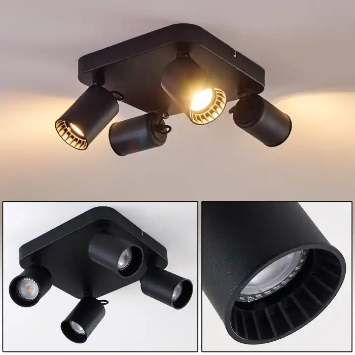 Súper Precio Kullaberg Lámpara de Techo Negro, 4 luces