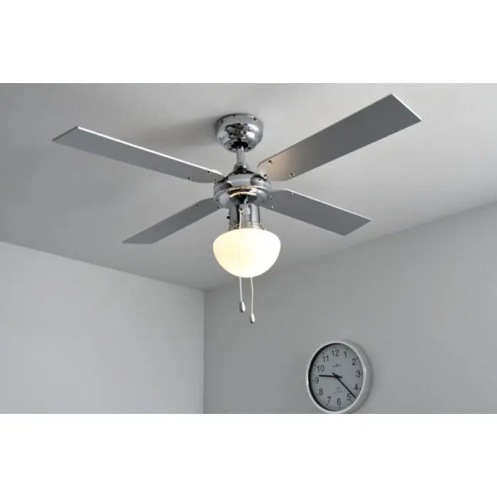 Oferta Especial Globo CHAMPION Ventilador Cromo, Color acero inoxidable, Blanca, 1 luz