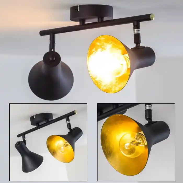 Garantía De Devolución De Dinero Mavas Lámpara de Techo Negro, 2 luces