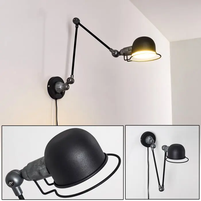 Arild Aplique Gris, Negro, 1 luz Certificado
