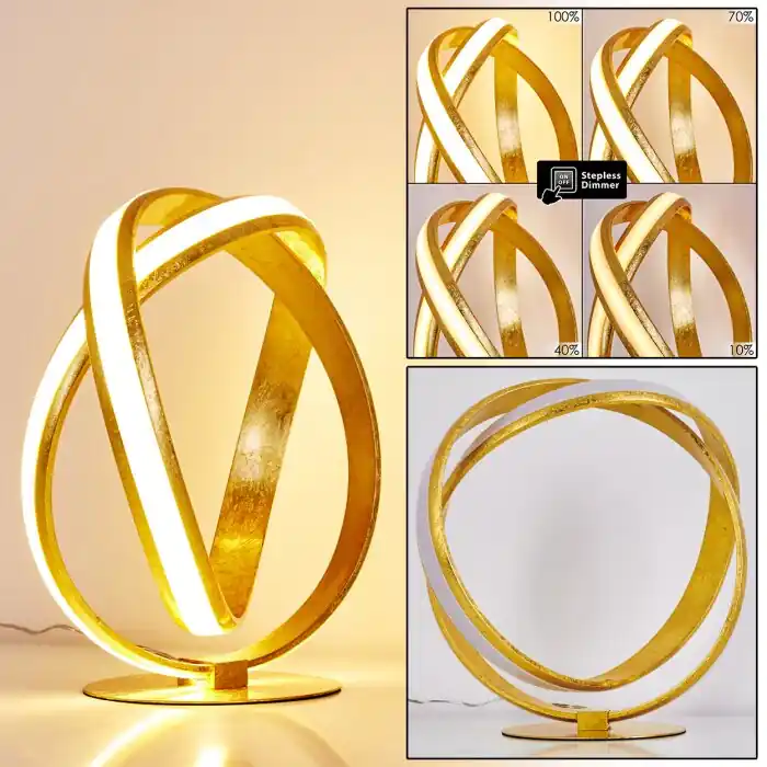 Woyens Lámpara de Mesa LED dorado, 1 luz Compra Ahora