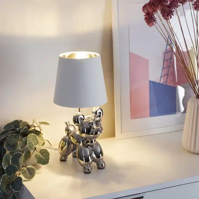 Oferta Inupal Lámpara de mesa Plata, 1 luz
