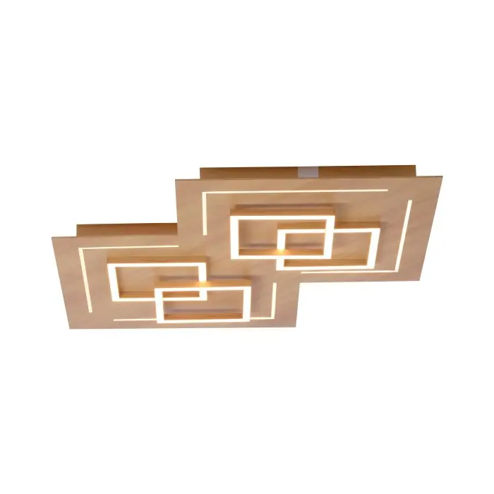 Directo De Fábrica Paul Neuhaus Q-LINEA Lámpara de Techo LED Madera clara, 8 luces, Mando a distancia