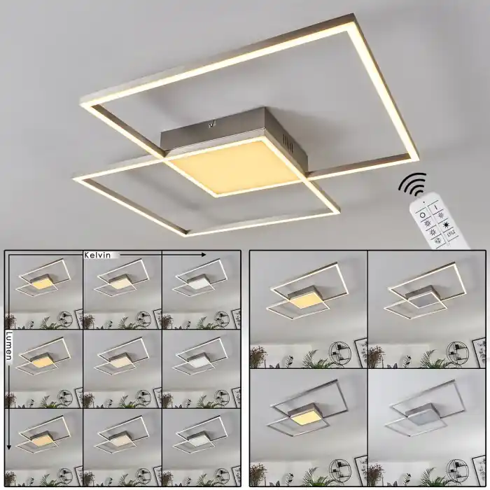 Torresella Lámpara de Techo LED Níquel-mate, 2 luces, Mando a distancia Precio Bajo