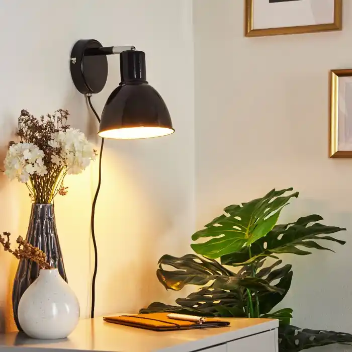 Caney Aplique Cromo, Negro, 1 luz Rebajas