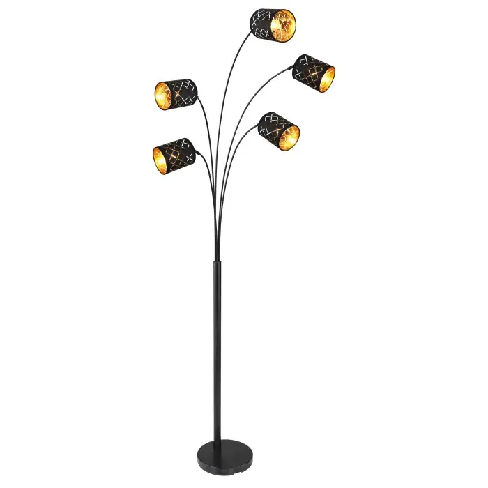 Precio Reducido Globo CLARKE Lámpara de Pie Negro, 5 luces
