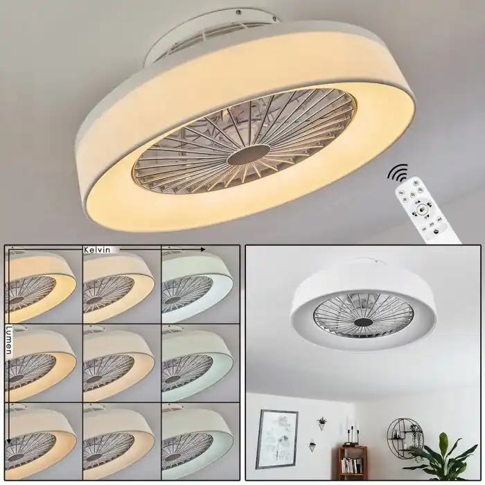 Moli Ventilador de techo LED Blanca, 1 luz, Mando a distancia Precio De Fábrica
