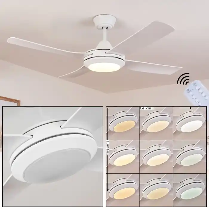 Tjerne Ventilador de techo LED Blanca, 1 luz, Mando a distancia Solo Hoy