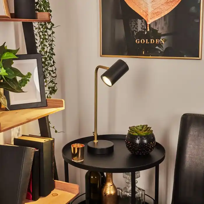 Zuoz Lámpara de mesa Latón, Negro, 1 luz Compra Ahora