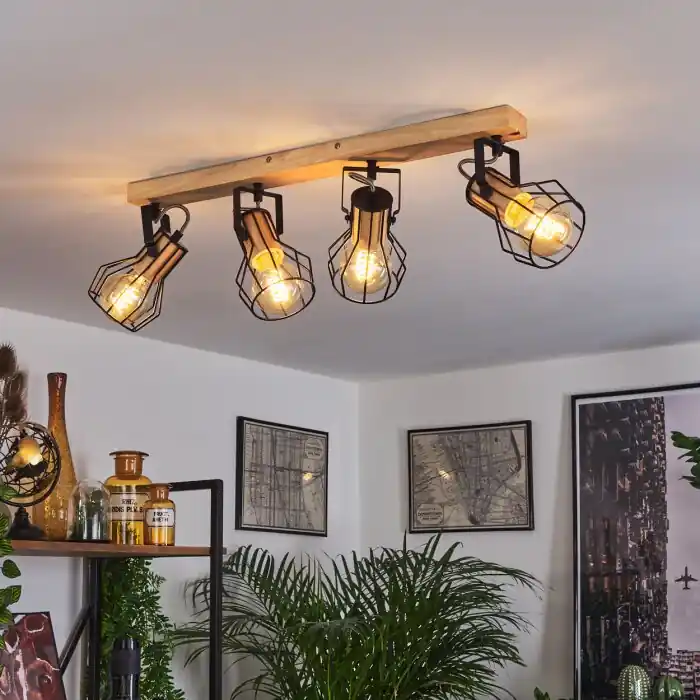 Oferta Binot Lámpara de Techo Crudo, Negro, 4 luces