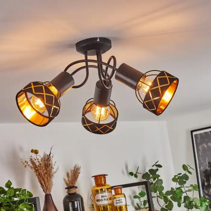 Tarasp Lámpara de Techo Negro, 3 luces Precio Rebajado