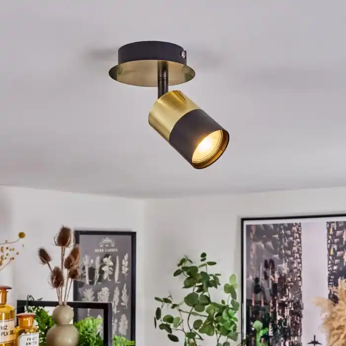 A Buen Precio Barasat Lámpara de Techo Latón, Negro, 1 luz