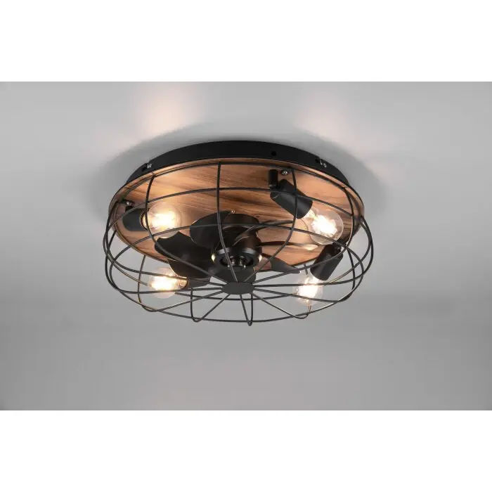 Disponible Ahora Reality Trondheim Ventilador de techo Color madera, Negro, 4 luces, Mando a distancia