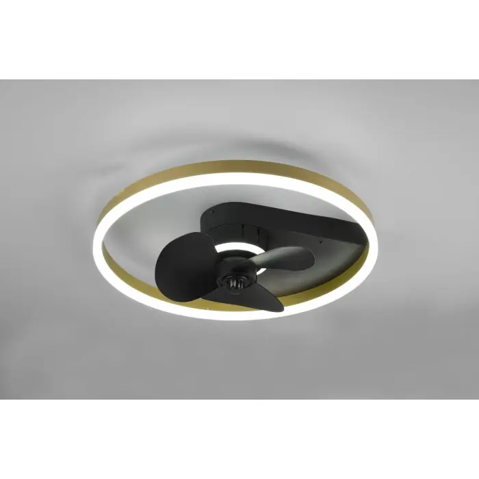 Marca Reconocida Reality Borgholm Ventilador de techo LED dorado, Negro, 1 luz, Mando a distancia