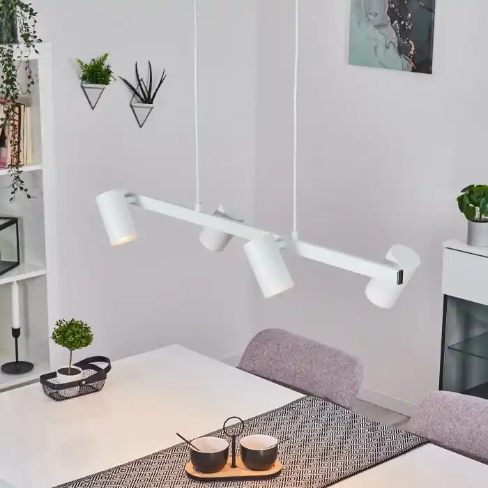 Zuoz Lámpara Colgante Blanca, 4 luces Promoción Exclusiva