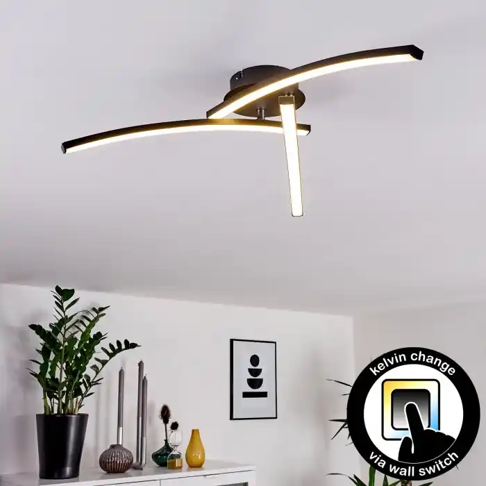 Aringa Lámpara de Techo LED Negro, 1 luz Liquidación