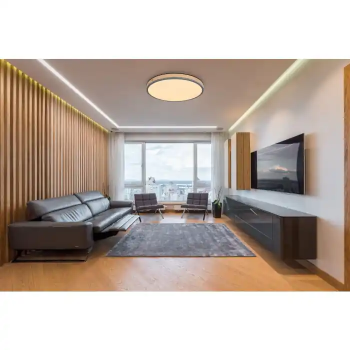 Pago Seguro Globo DORO Lámpara de Techo LED Gris, Color madera, 1 luz, Mando a distancia