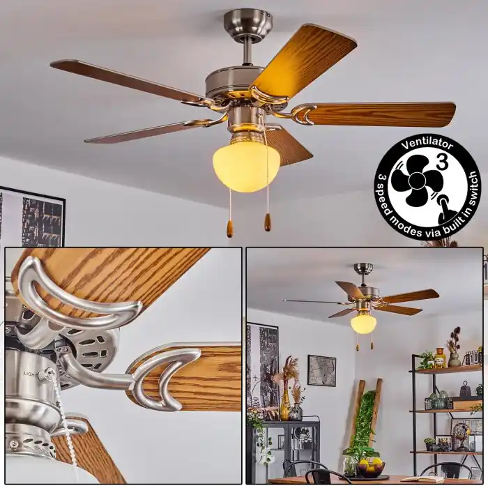 Apiao Ventilador de techo Marrón, Color madera, Plata, 1 luz Comprar En Línea