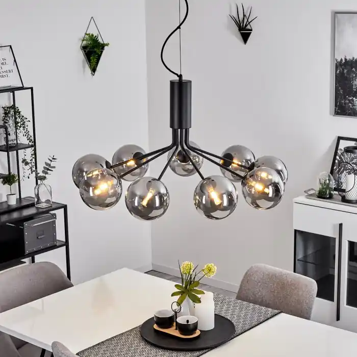 Última Versión Remaisnil Lámpara Colgante Negro, 9 luces