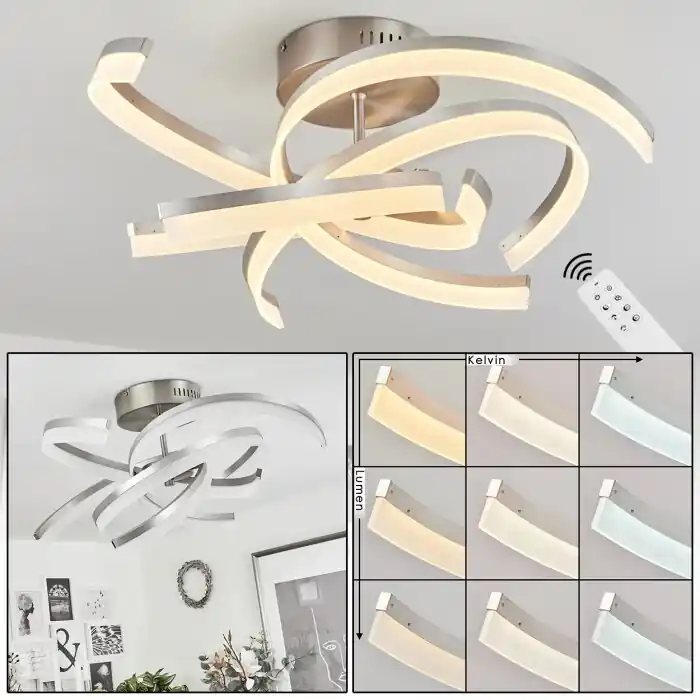Vignats Lámpara de Techo LED Níquel-mate, 4 luces, Mando a distancia Precio De Oferta