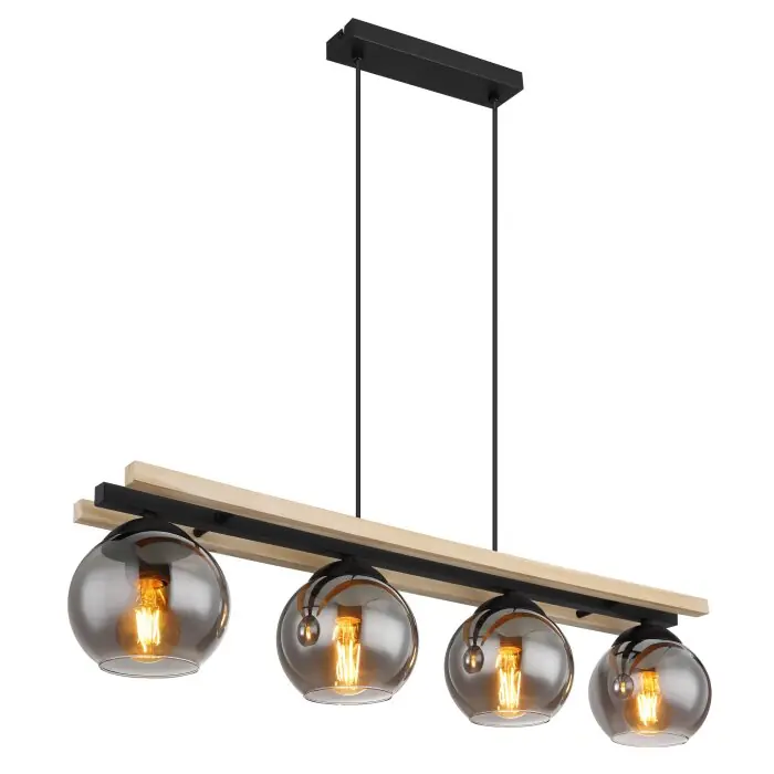 A Buen Precio Globo CONNI Lámpara Colgante Crudo, Negro, 4 luces