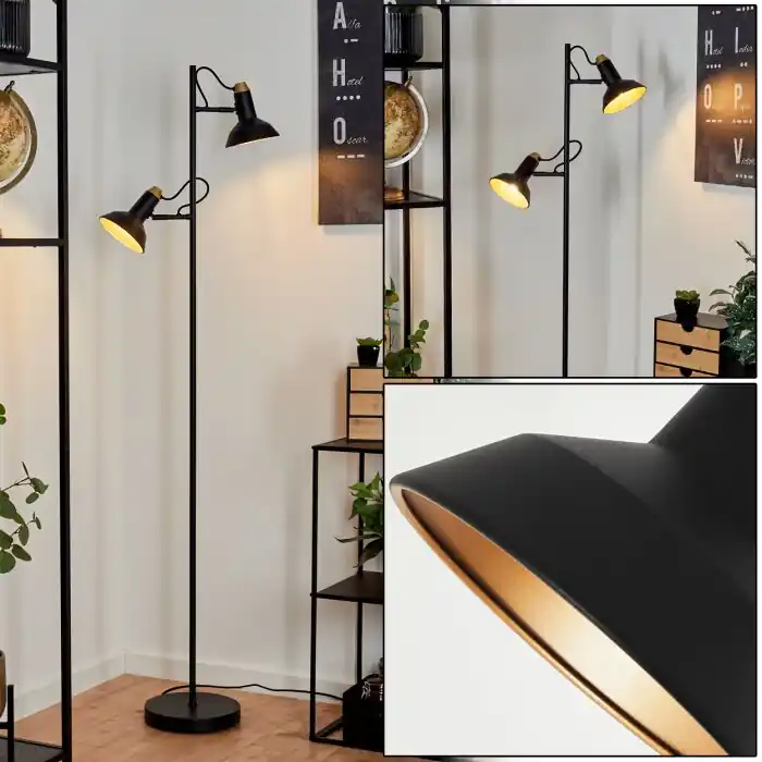 Súper Precio Vouzy Lámpara de Pie Negro, 2 luces