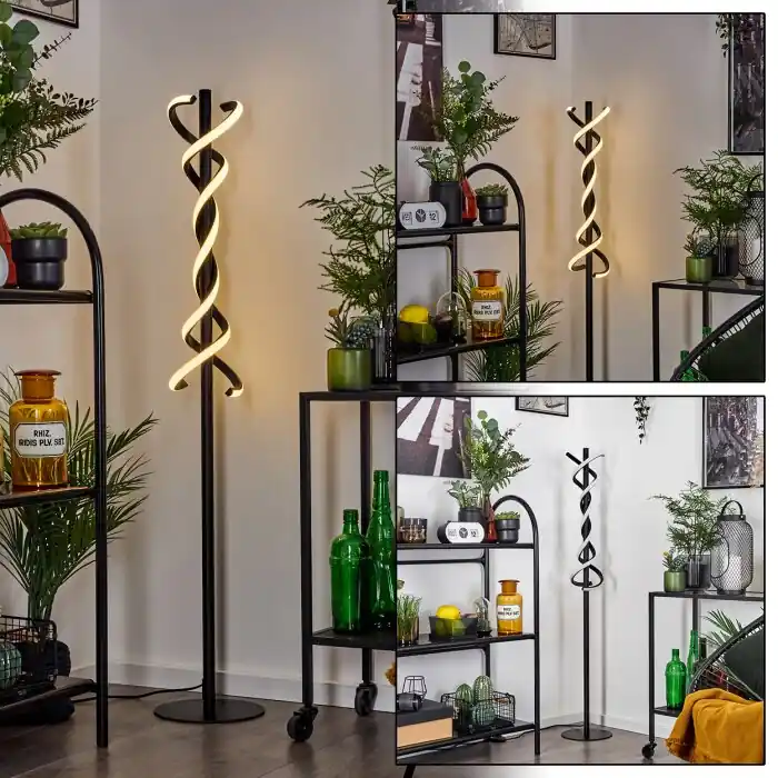 A Buen Precio Alvarim Lámpara de Pie LED Negro, 1 luz